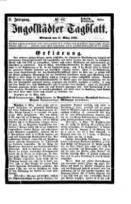 Ingolstädter Tagblatt Mittwoch 11. März 1868