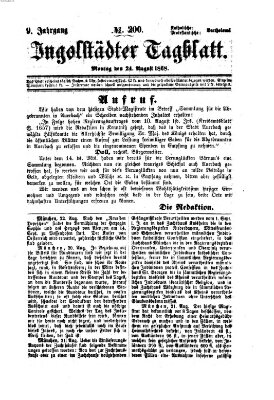 Ingolstädter Tagblatt Montag 24. August 1868