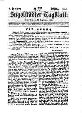 Ingolstädter Tagblatt Donnerstag 24. September 1868