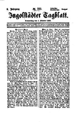 Ingolstädter Tagblatt Donnerstag 1. Oktober 1868