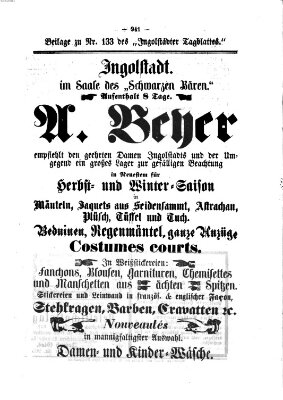 Ingolstädter Tagblatt Donnerstag 1. Oktober 1868