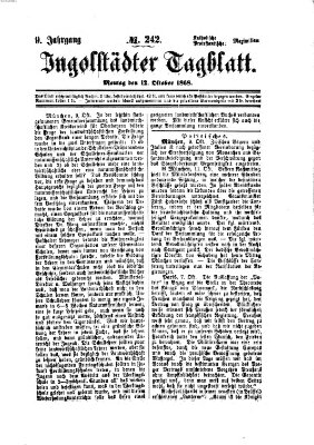 Ingolstädter Tagblatt Montag 12. Oktober 1868