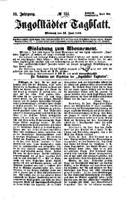 Ingolstädter Tagblatt Mittwoch 30. Juni 1869