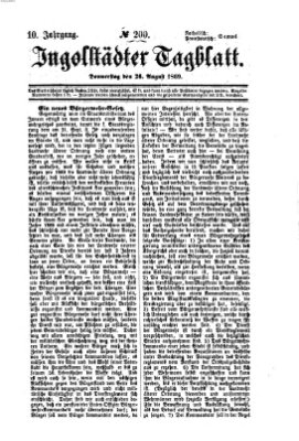 Ingolstädter Tagblatt Donnerstag 26. August 1869