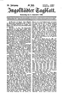 Ingolstädter Tagblatt Donnerstag 2. September 1869