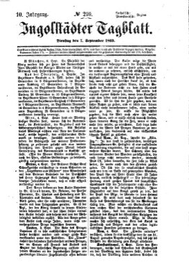 Ingolstädter Tagblatt Dienstag 7. September 1869