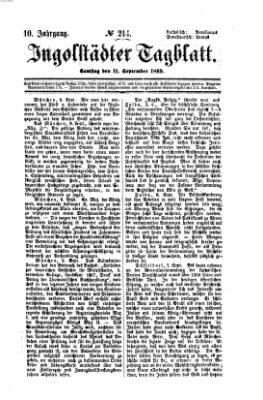 Ingolstädter Tagblatt Samstag 11. September 1869