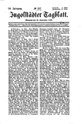 Ingolstädter Tagblatt Mittwoch 15. September 1869