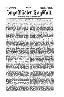 Ingolstädter Tagblatt Donnerstag 16. September 1869