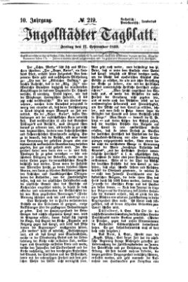 Ingolstädter Tagblatt Freitag 17. September 1869