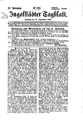 Ingolstädter Tagblatt Samstag 25. September 1869