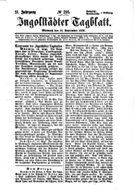 Ingolstädter Tagblatt Mittwoch 14. September 1870