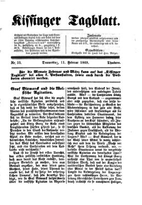 Kissinger Tagblatt Donnerstag 11. Februar 1869