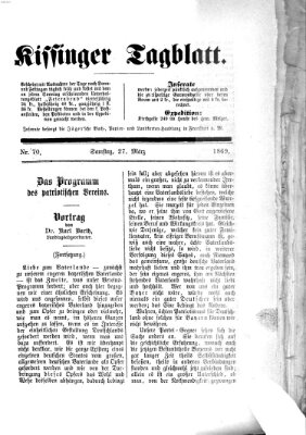 Kissinger Tagblatt Samstag 27. März 1869