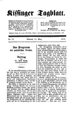 Kissinger Tagblatt Mittwoch 31. März 1869