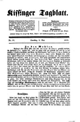 Kissinger Tagblatt Samstag 1. Mai 1869