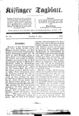 Kissinger Tagblatt Samstag 12. Juni 1869