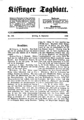 Kissinger Tagblatt Freitag 3. September 1869