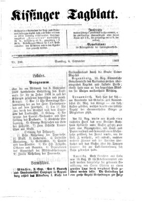 Kissinger Tagblatt Samstag 4. September 1869