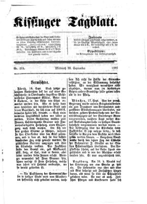 Kissinger Tagblatt Mittwoch 22. September 1869