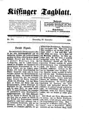 Kissinger Tagblatt Donnerstag 23. September 1869