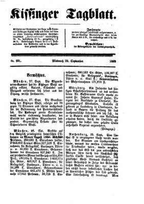 Kissinger Tagblatt Mittwoch 29. September 1869