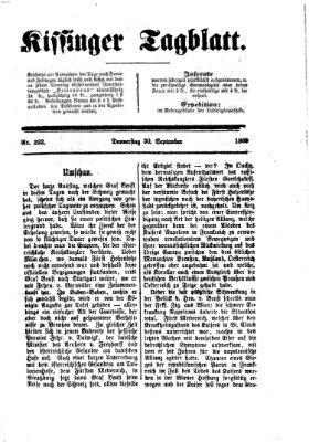 Kissinger Tagblatt Donnerstag 30. September 1869