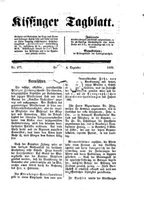 Kissinger Tagblatt Samstag 4. Dezember 1869