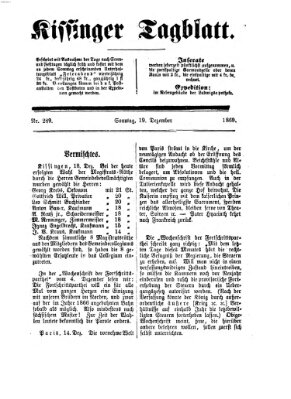 Kissinger Tagblatt Sonntag 19. Dezember 1869