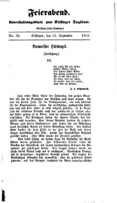 Feierabend (Kissinger Tagblatt) Sonntag 12. September 1869