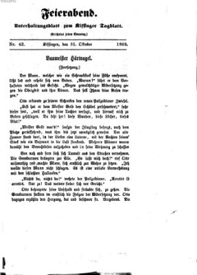 Feierabend (Kissinger Tagblatt) Sonntag 31. Oktober 1869