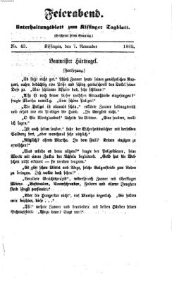 Feierabend (Kissinger Tagblatt) Sonntag 7. November 1869