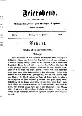 Feierabend (Kissinger Tagblatt) Sonntag 13. Februar 1870