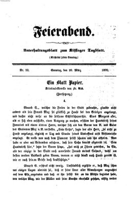 Feierabend (Kissinger Tagblatt) Sonntag 20. März 1870