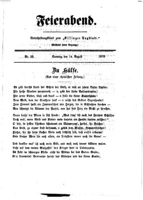 Feierabend (Kissinger Tagblatt) Sonntag 14. August 1870