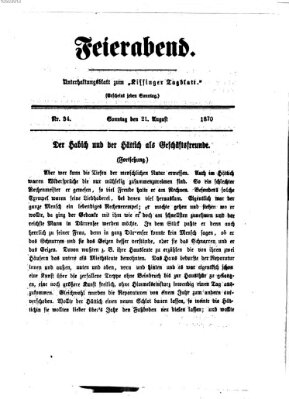 Feierabend (Kissinger Tagblatt) Sonntag 21. August 1870