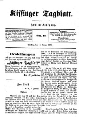 Kissinger Tagblatt Dienstag 18. Januar 1870