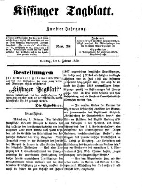 Kissinger Tagblatt Samstag 5. Februar 1870