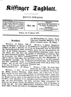 Kissinger Tagblatt Sonntag 13. Februar 1870