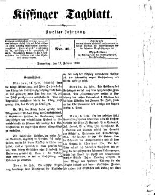 Kissinger Tagblatt Donnerstag 17. Februar 1870