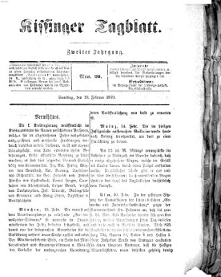 Kissinger Tagblatt Samstag 19. Februar 1870