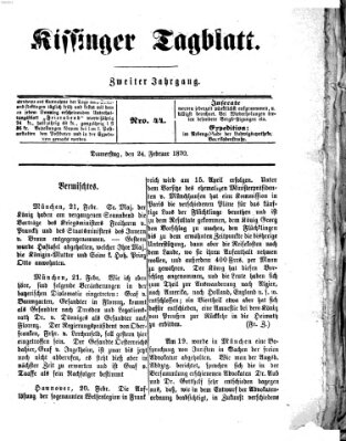 Kissinger Tagblatt Donnerstag 24. Februar 1870