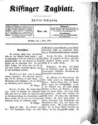 Kissinger Tagblatt Dienstag 1. März 1870