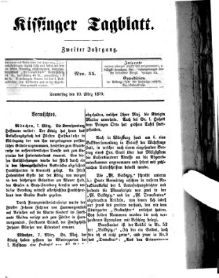 Kissinger Tagblatt Donnerstag 10. März 1870