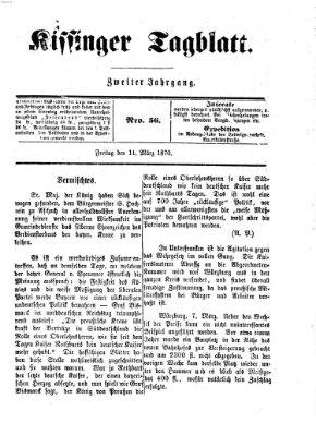 Kissinger Tagblatt Freitag 11. März 1870