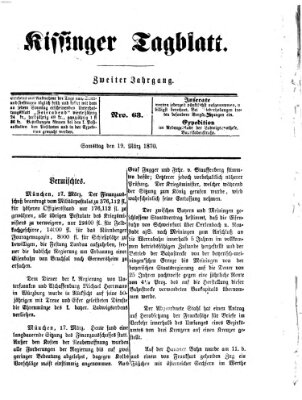 Kissinger Tagblatt Samstag 19. März 1870