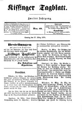 Kissinger Tagblatt Sonntag 27. März 1870