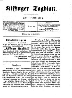 Kissinger Tagblatt Mittwoch 6. April 1870