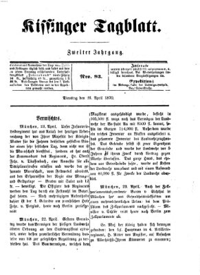 Kissinger Tagblatt Dienstag 26. April 1870