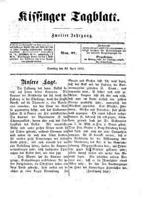 Kissinger Tagblatt Samstag 30. April 1870